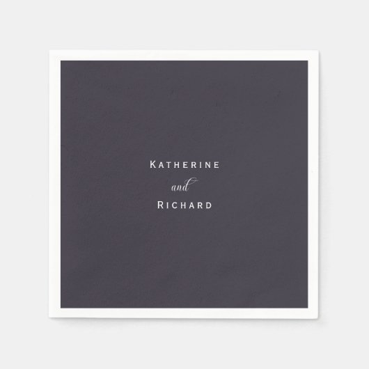 Eenvoudige moderne aubergine bruiloft cocktail servet (Voorkant)