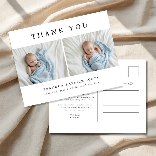 Eenvoudige Moderne Baby Foto Dank u geboorte Aankondigingskaart