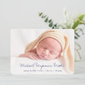 Eenvoudige Moderne Baby Foto Geboorte Aankondiging (Staand voorkant)
