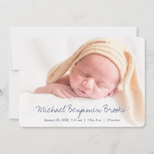 Eenvoudige Moderne Baby Foto Geboorte Aankondiging
