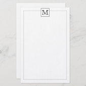 Eenvoudige moderne Basic Initiaal Monogram Square Briefpapier (Voorkant / Achterkant)