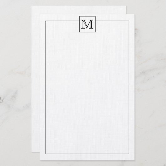 Eenvoudige moderne Basic Initiaal Monogram Square Briefpapier (Voorkant / Achterkant)
