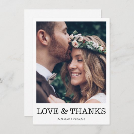 Eenvoudige moderne Bedankt- en liefdeskaart Bedankkaart (Voorkant / Achterkant)
