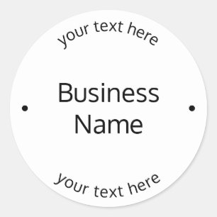 Eenvoudige moderne bewerkbare tekst Wit & Zwart Ronde Sticker