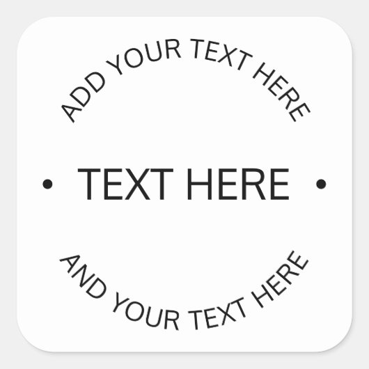 Eenvoudige moderne bewerkbare tekst | Wit & Zwart Vierkante Sticker (Voorkant)