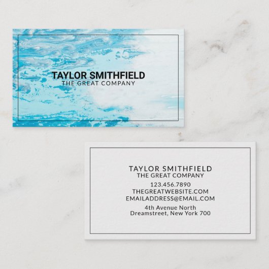 Eenvoudige, moderne, blauwe oceaan visitekaartje (Voorkant / Achterkant)