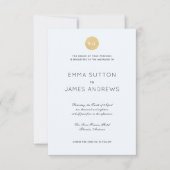 Eenvoudige moderne Bleek blauw gouden bruiloft uit Kaart (Voorkant)