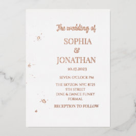 Eenvoudige moderne bloedige bruinbruil folie uitnodiging