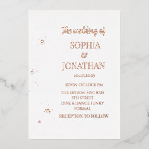 Eenvoudige moderne bloedige bruinbruil folie uitnodiging