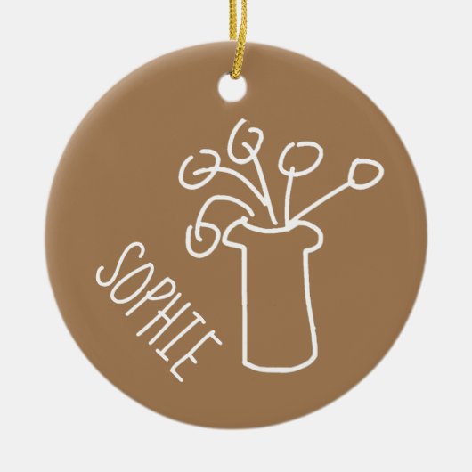 Eenvoudige, moderne bloem wit keramisch ornament (Voorkant)