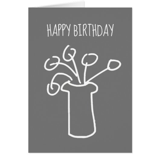 Eenvoudige, moderne bloem wit op grijs (Voorkant)