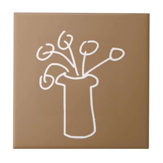 Eenvoudige, moderne bloem wit tegeltje (Voorkant)