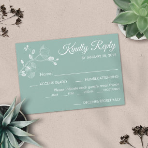 Eenvoudige moderne bloemige elegante orchideeën ma RSVP kaartje
