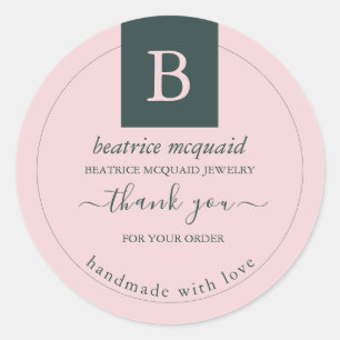 Eenvoudige, moderne Blush Pink Homemade met Liefde Ronde Sticker
