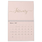 Eenvoudige moderne blush roze gouden script maand  kalender (Feb 2027)