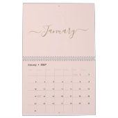 Eenvoudige moderne blush roze gouden script maand  kalender (Jan 2027)