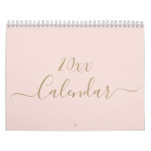 Eenvoudige moderne blush roze gouden script maand  kalender (Hoes)