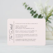 Eenvoudige moderne Blush Wedding Details Informatiekaartje (Staand voorkant)