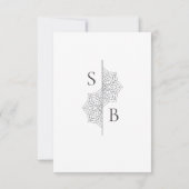 Eenvoudige moderne Boho Monogram Mandala bruiloft RSVP Kaartje (Achterkant)