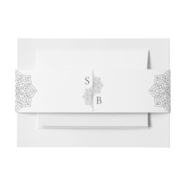 Eenvoudige moderne Boho Monogram Mandala bruiloft Uitnodigingen Wikkel