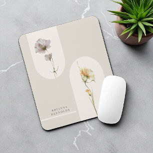 Eenvoudige Moderne Boho Wildbloemen op Neutraal Be Muismat