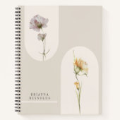 Eenvoudige Moderne Boho Wildbloemen op Neutraal Be Notitieboek (Voorkant)