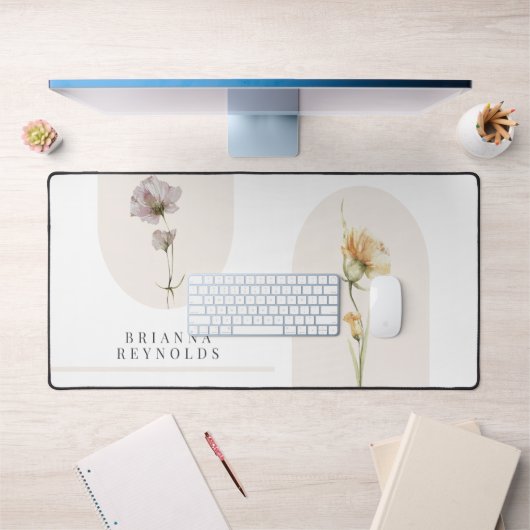 Eenvoudige Moderne Boho Wildbloemen op Wit Bureaumat (Kantoor 1)