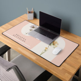Eenvoudige Moderne Boho Wildbloemen op Zacht Roze Bureaumat