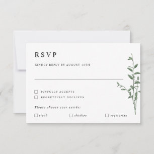 Eenvoudige Moderne Boom Branch Botanical Wedding R RSVP Kaartje