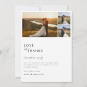 Eenvoudige moderne bruiloft fotocollage bedankkaart (Achterkant)