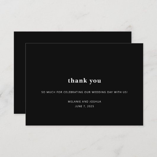 Eenvoudige moderne bruiloft - Hartelijk dank | Zwa Informatiekaartje (Voorkant / Achterkant)