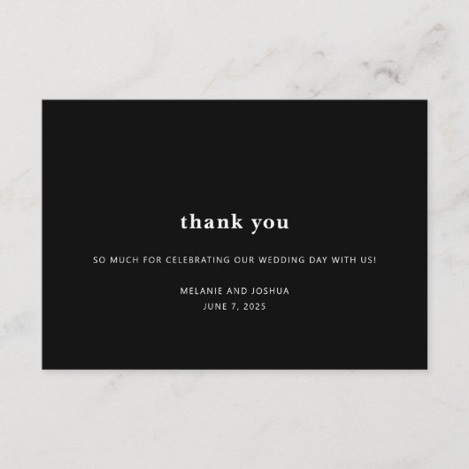 Eenvoudige moderne bruiloft - Hartelijk dank | Zwa Informatiekaartje (Voorkant)