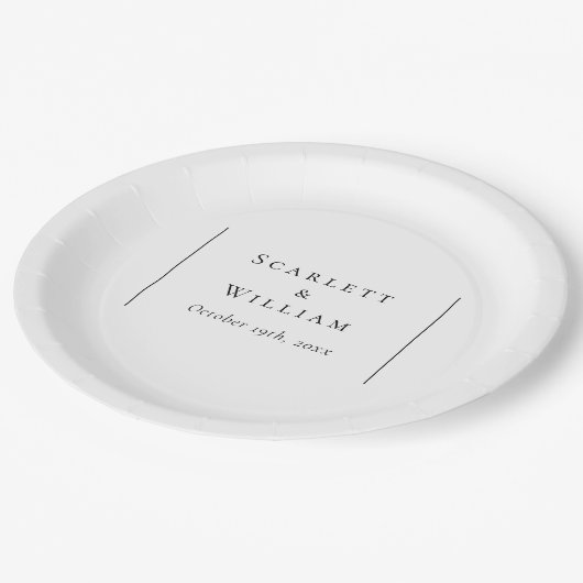 Eenvoudige moderne bruiloft papier Borden Papieren Bordje (Gekanteld)