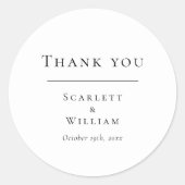 Eenvoudige moderne bruiloft ronde dank u Sticker (Voorkant)