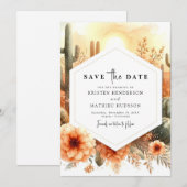 Eenvoudige moderne cactus bruiloft save the date (Voorkant / Achterkant)