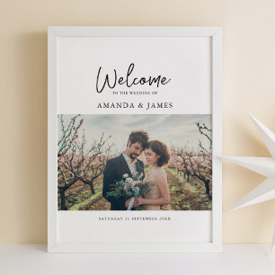 Eenvoudige Moderne Calligrafie Foto Bruiloft Welko Poster