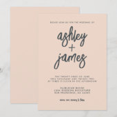 Eenvoudige Moderne Calligraphy Perzik Stof Roze Tr Kaart (Voorkant / Achterkant)