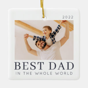 Eenvoudige Moderne Chic Aangepaste Beste Papa Foto Keramisch Ornament
