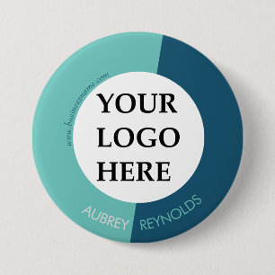 Eenvoudige Moderne Custom Blauw Groen Logo Ronde Button 7,6 Cm