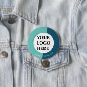 Eenvoudige Moderne Custom Blauw Groen Logo Ronde Button 7,6 Cm (In situ)