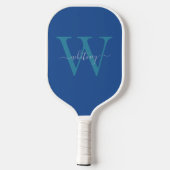 Eenvoudige moderne Cute Blue Monogram Naam en Init Pickleball Paddle (Achterkant)