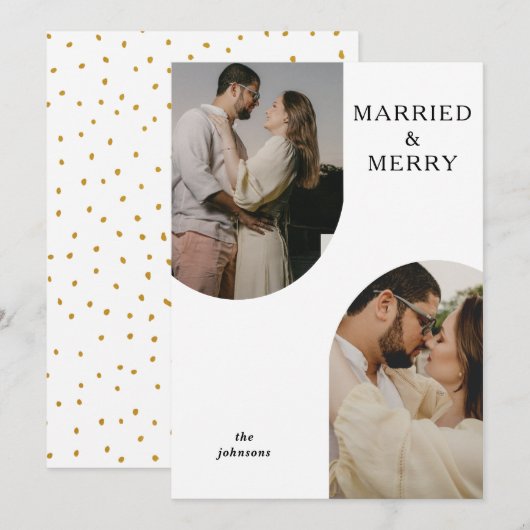 Eenvoudige, moderne, dubbele foto feestdagenkaart (Voorkant / Achterkant)