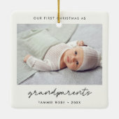 Eenvoudige moderne eerste kerst als grootouders keramisch ornament (Achterkant)