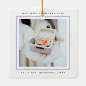 Eenvoudige moderne Eerste Kerstmis, Mr. en Mrs. 2  Keramisch Ornament (Achterkant)