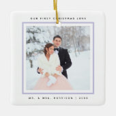 Eenvoudige moderne Eerste Kerstmis, Mr. en Mrs. 2  Keramisch Ornament (Voorkant)
