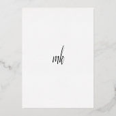 Eenvoudige moderne elegante bruiloft Bewaar de dat Folie Uitnodiging (Achterkant)