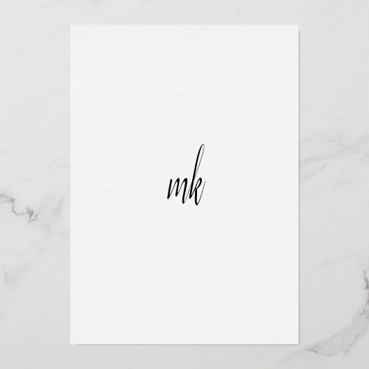 Eenvoudige moderne elegante bruiloft Bewaar de dat Folie Uitnodiging (Achterkant)