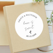 Eenvoudige moderne en minimalistische huwelijkslie ronde sticker