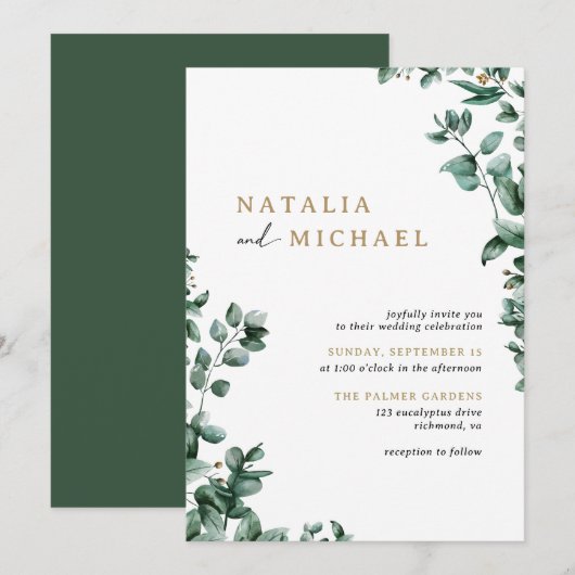 Eenvoudige moderne eucalyptus groen | Casual bruil Kaart (Voorkant / Achterkant)