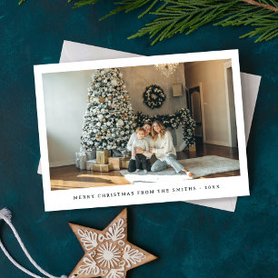 Eenvoudige moderne familie kerstfoto vakantie Kaar Feestdagenkaart